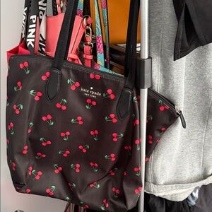 Kate Spade Cherry Print Tote Bag - Black and Red